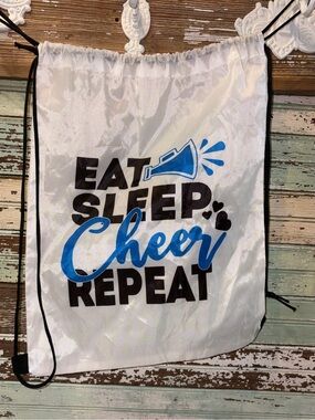 White 'Eat Sleep Cheer Repeat' Drawstring Bag - Kids Accessories